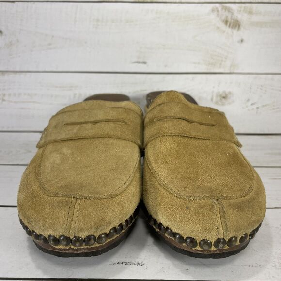 Michael Kors Wooden Clogs Womens Size 6 B Chestnut Tan Suede Made In Italy - Picture 2 of 10